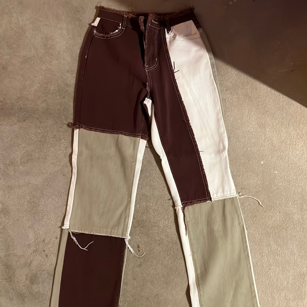 BROWN PATCHWORK JEANS